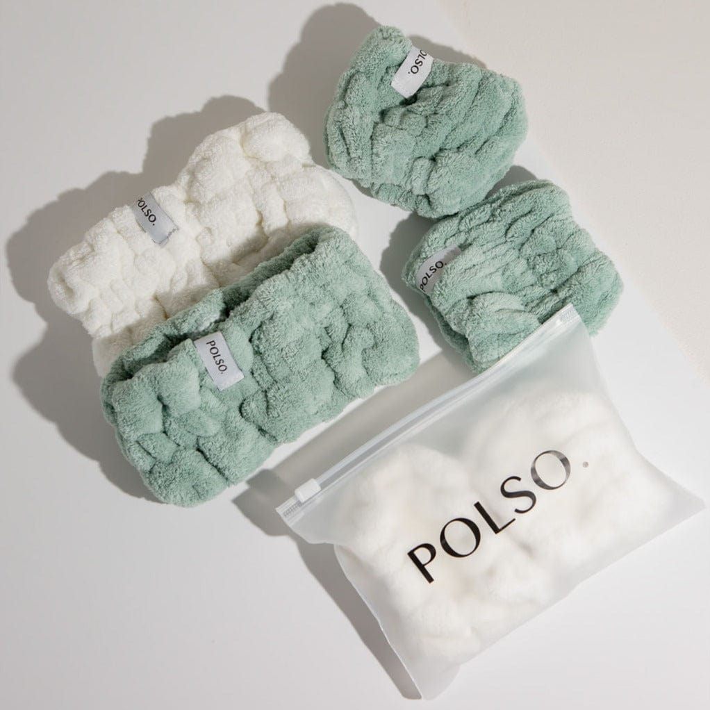 Spa White & Sage Green Headband and Wash Cuff product image