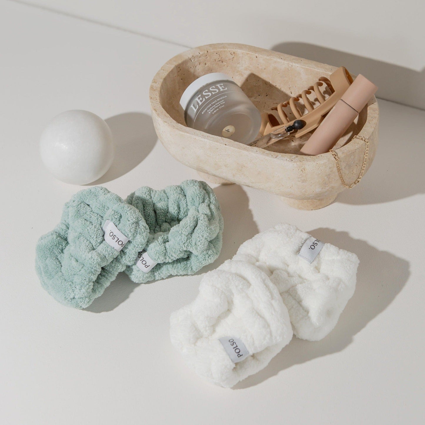 Sage Green & Spa White Wash Cuffs for washing face product image