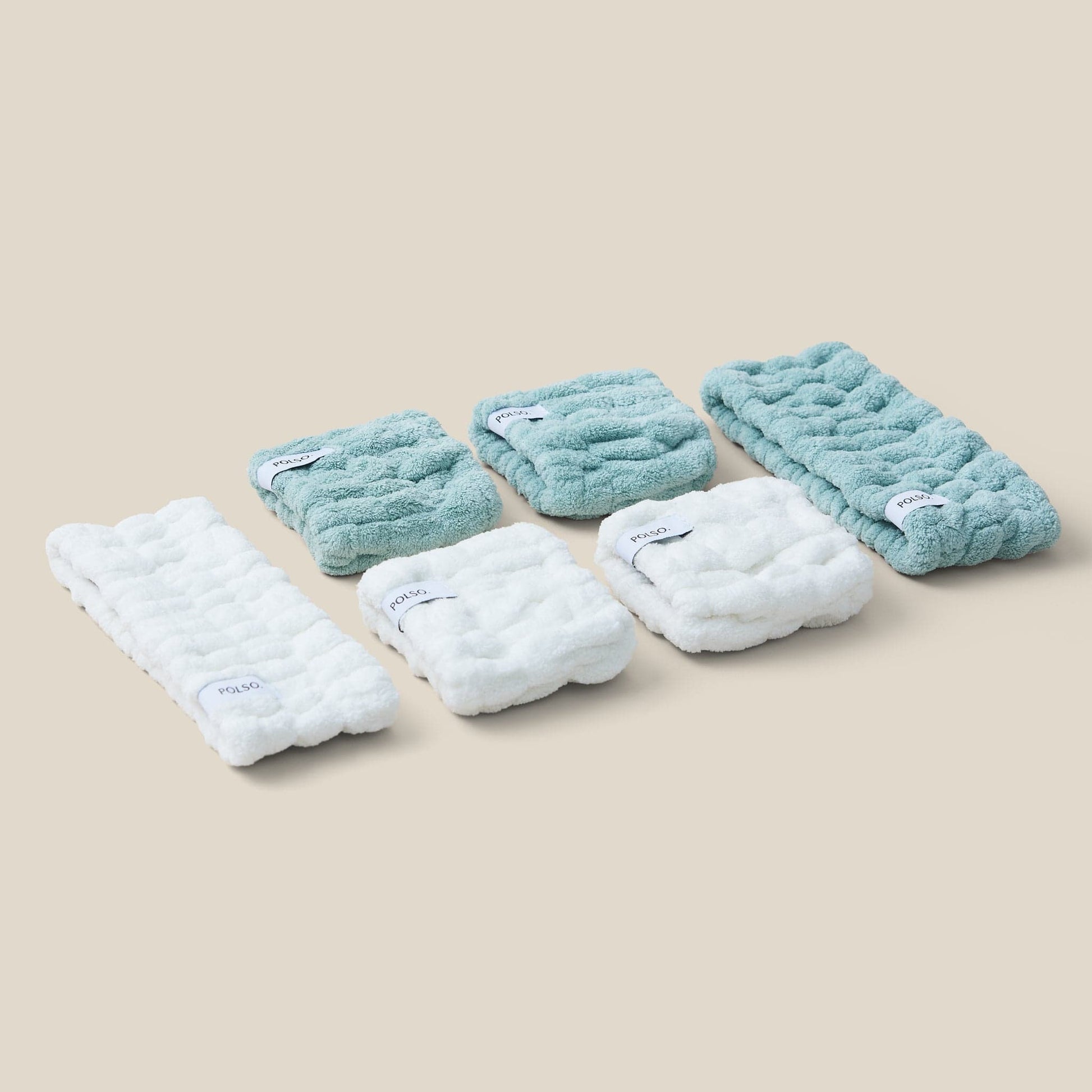Spa Headband & Wash Cuffs Sage & Spa White