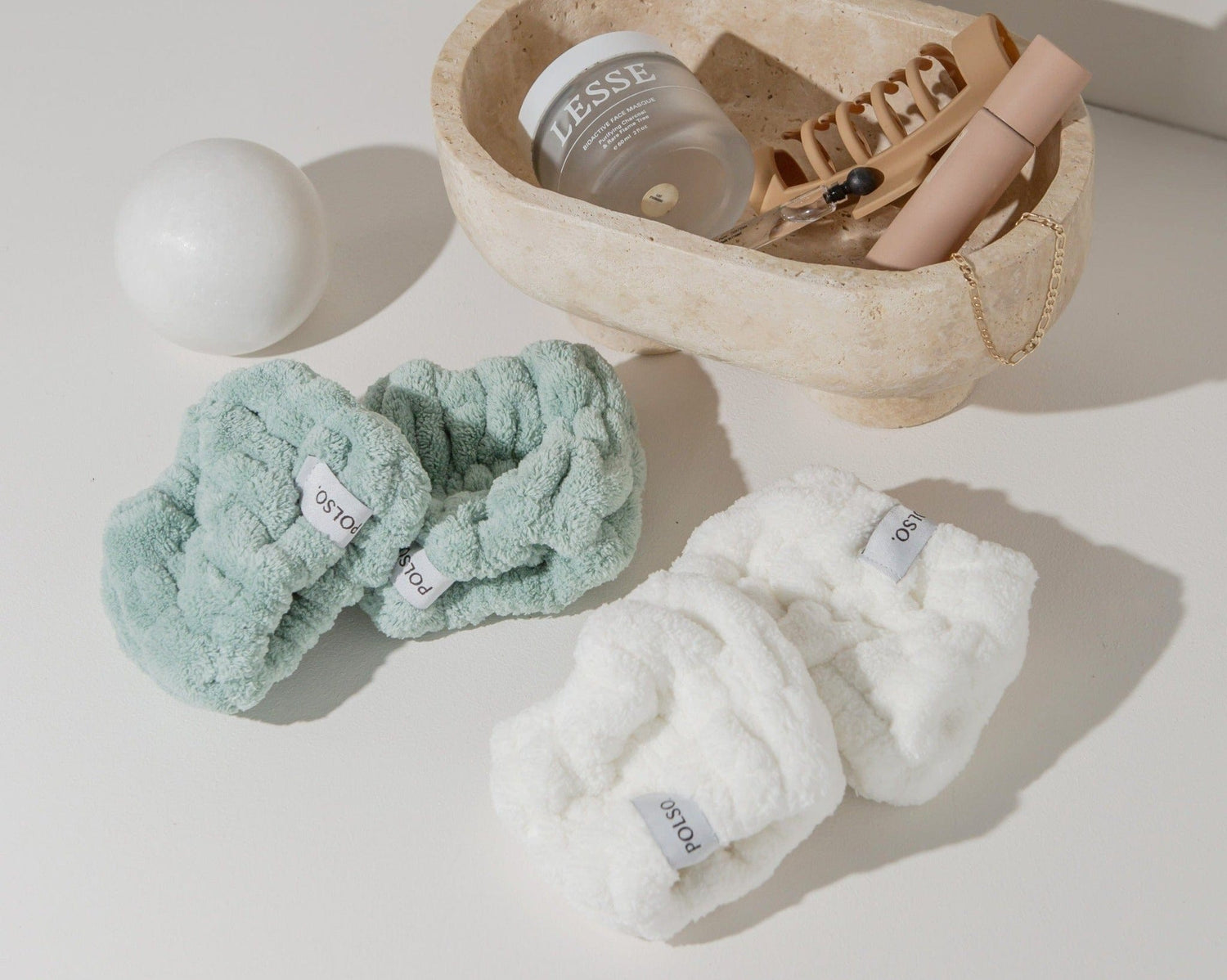 Sage Green & Spa White Wash Cuffs for washing face product image
